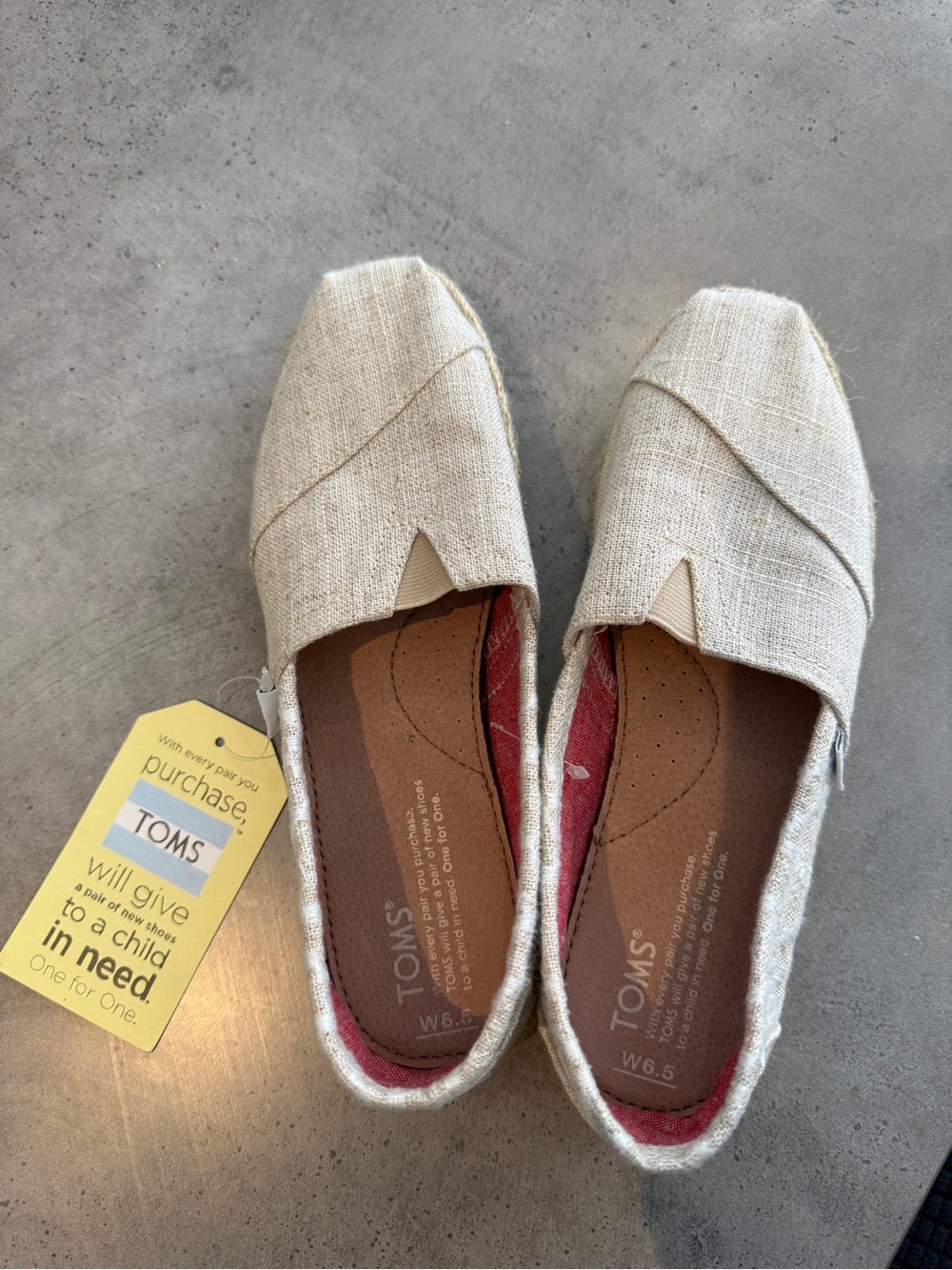 Toms Natural Beige Canvas Alpargata Slip-Ons